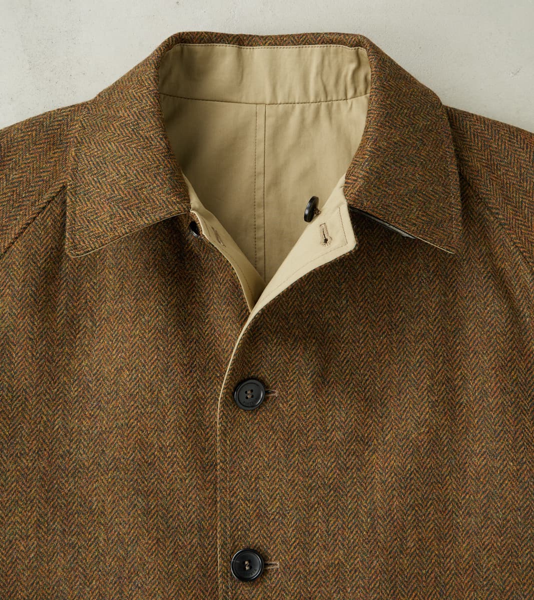 Stanford Reversible Coat - Chestnut Wool Herringbone Twill