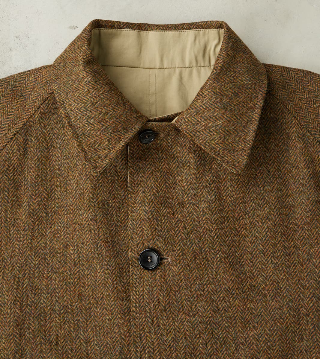 Stanford Reversible Coat - Chestnut Wool Herringbone Twill