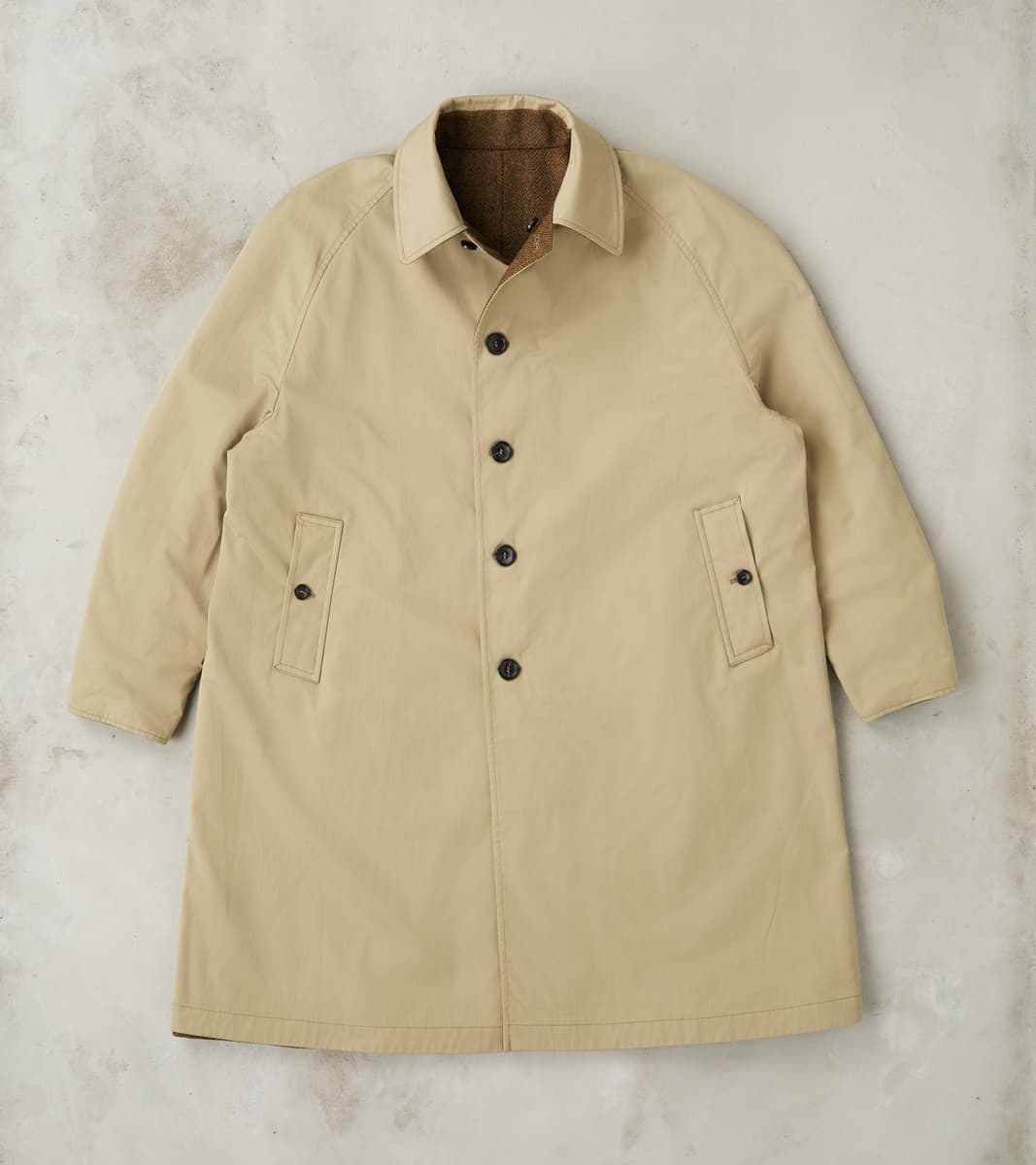 Stanford Reversible Coat - Chestnut Wool Herringbone Twill