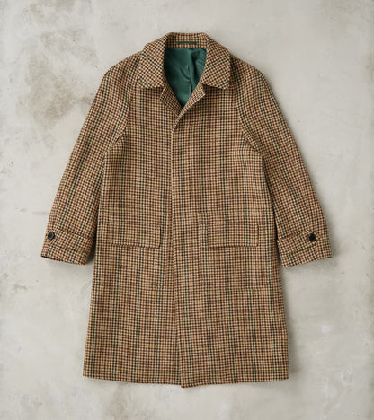 Fortela Amedeo Balmacaan Coat - Camel Shetland Houndstooth Check