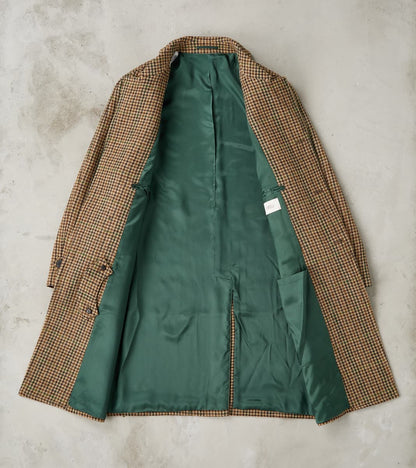Amedeo Balmacaan Coat - Camel Shetland Houndstooth Check