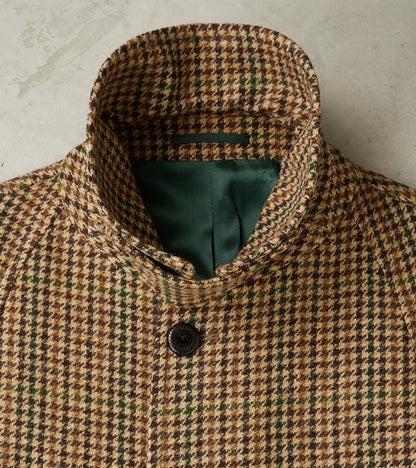 Amedeo Balmacaan Coat - Camel Shetland Houndstooth Check
