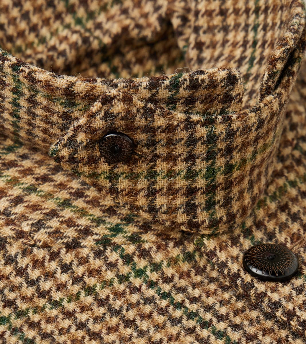 Amedeo Balmacaan Coat - Camel Shetland Houndstooth Check