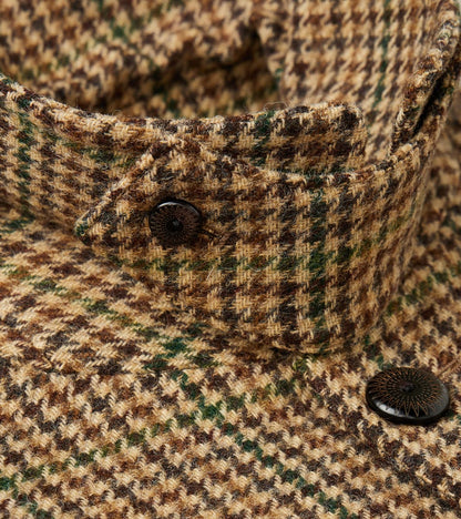 Amedeo Balmacaan Coat - Camel Shetland Houndstooth Check
