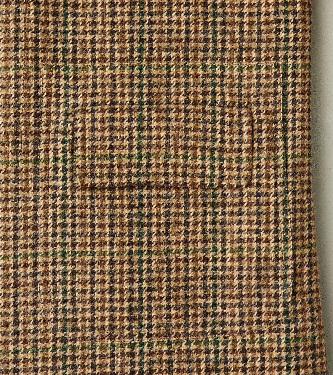 Amedeo Balmacaan Coat - Camel Shetland Houndstooth Check