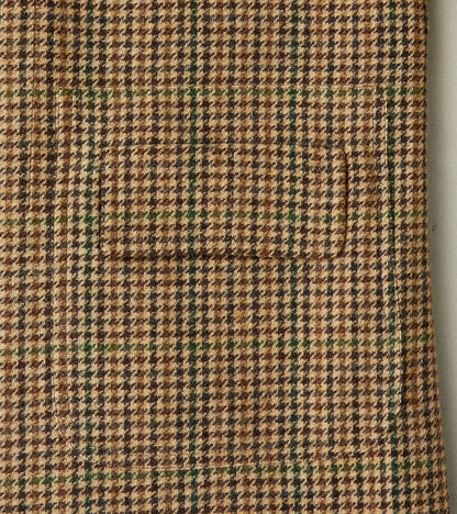 Amedeo Balmacaan Coat - Camel Shetland Houndstooth Check