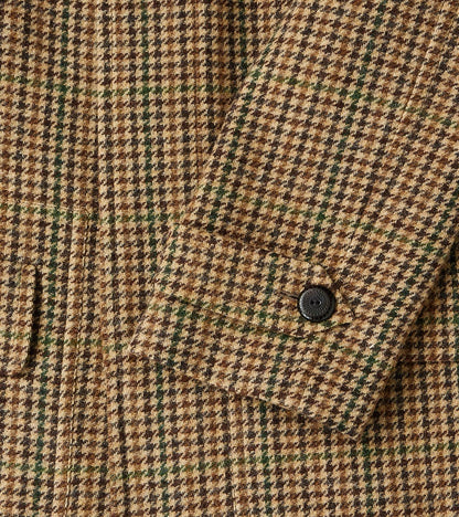 Amedeo Balmacaan Coat - Camel Shetland Houndstooth Check