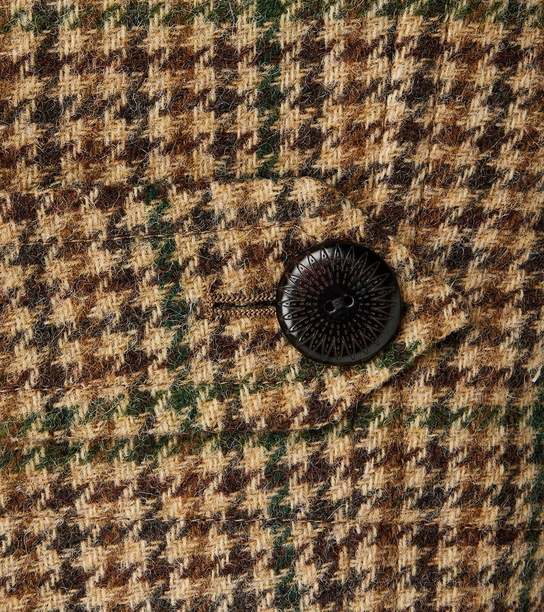 Amedeo Balmacaan Coat - Camel Shetland Houndstooth Check