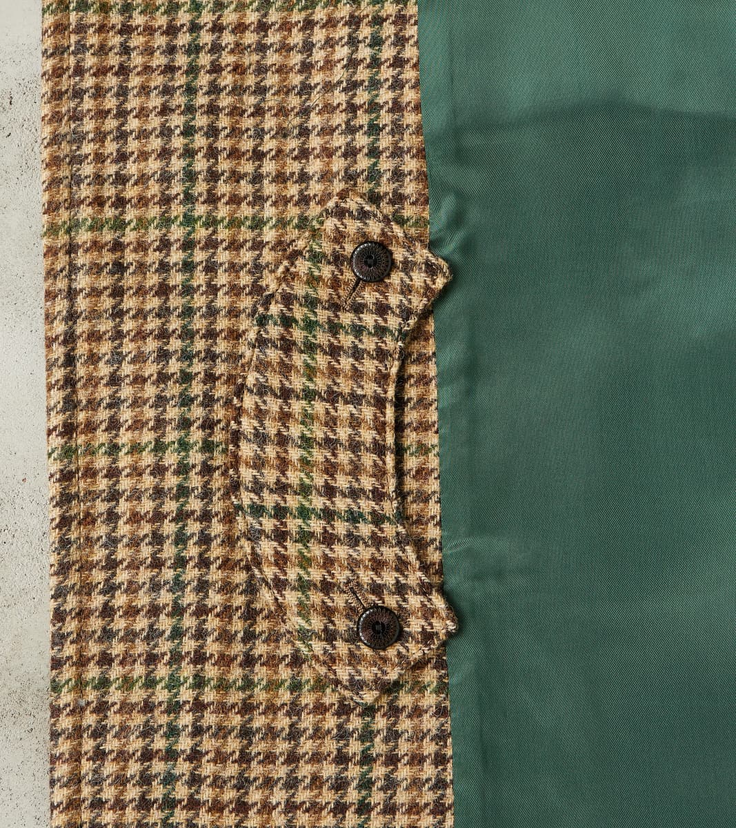 Amedeo Balmacaan Coat - Camel Shetland Houndstooth Check