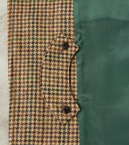 Amedeo Balmacaan Coat - Camel Shetland Houndstooth Check