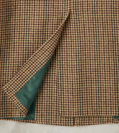 Amedeo Balmacaan Coat - Camel Shetland Houndstooth Check