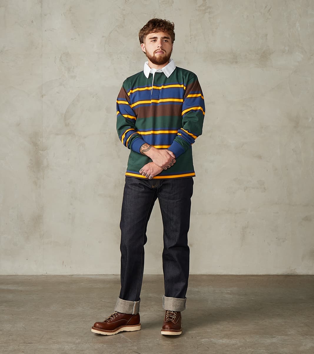Fox x DR Heritage Rugby Shirt - Forest & Navy Stripe