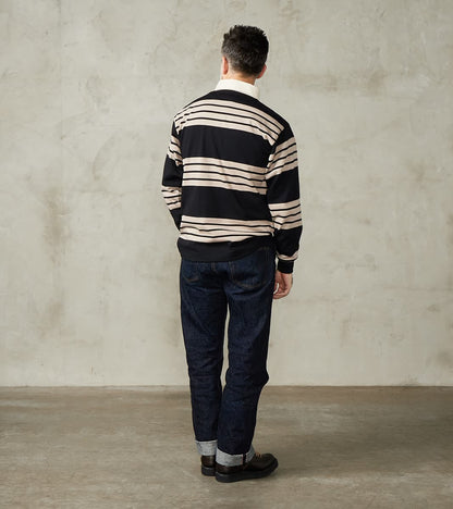 Fox x DR Heritage Rugby Shirt - Black & Khaki Stripe