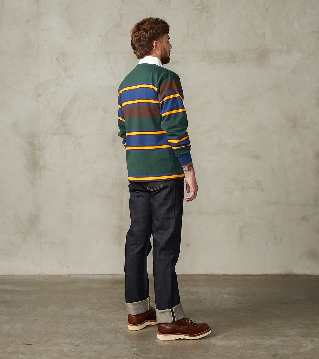 Fox x DR Heritage Rugby Shirt - Forest & Navy Stripe