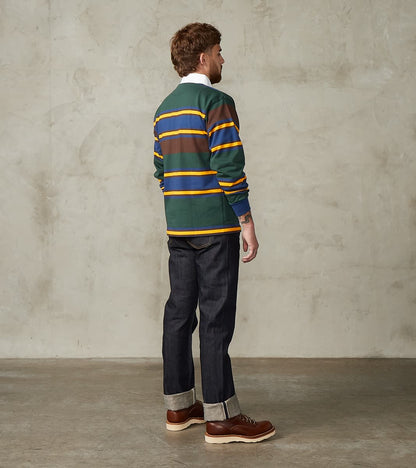 Fox x DR Heritage Rugby Shirt - Forest & Navy Stripe