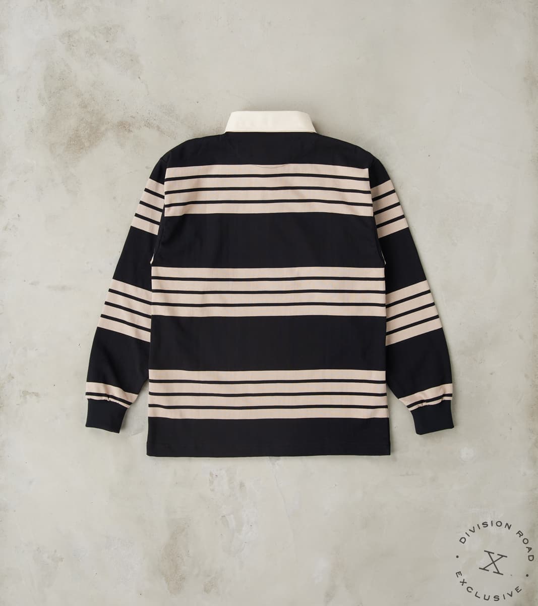 Fox x DR Heritage Rugby Shirt - Black & Khaki Stripe