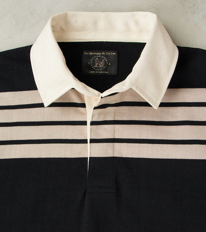 Fox x DR Heritage Rugby Shirt - Black & Khaki Stripe
