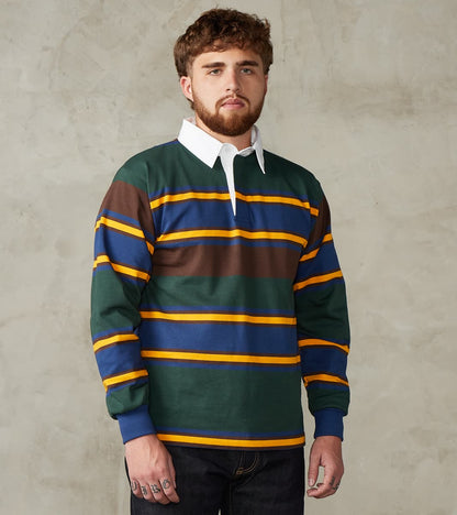 Fox Brothers® x Division Road Heritage Rugby Shirt - Forest & Navy Str…