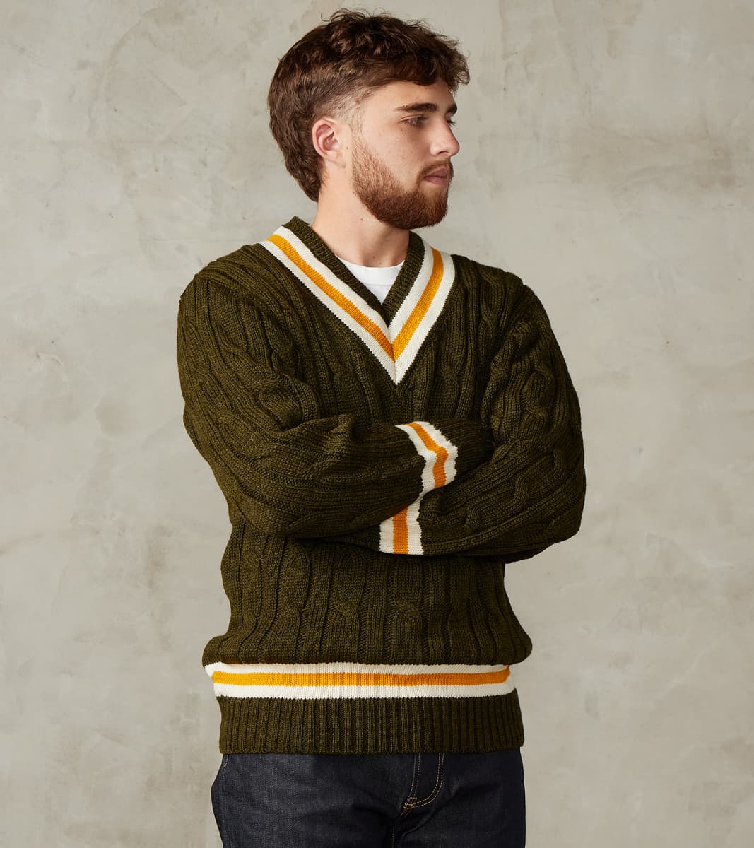 Fox Brothers® x Division Road Cricket Club Sweater - Cedar & Brass