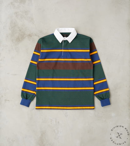 Fox Brothers® x Division Road Heritage Rugby Shirt - Forest & Navy Str…