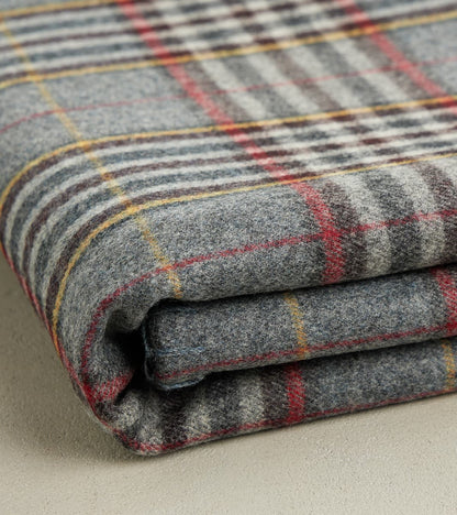 Fox x DR Fog Grey Tartan Twill Flannel Blanket