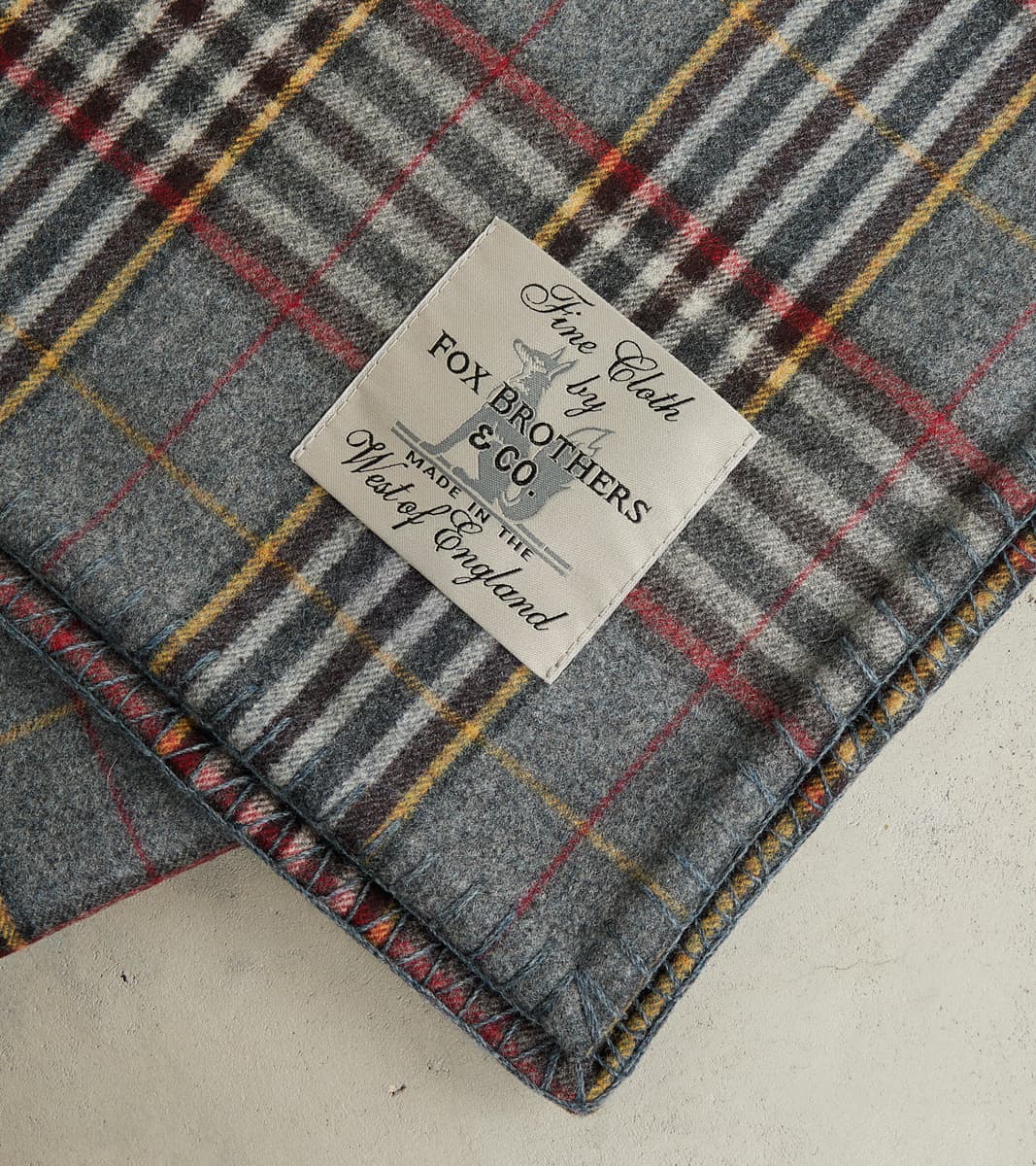 Fox x DR Fog Grey Tartan Twill Flannel Blanket
