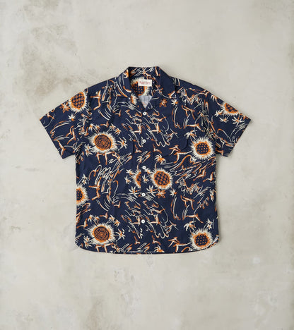 Freenote Cloth Dean - Double Pocket Japanese Poplin Camp - Navy Aloha