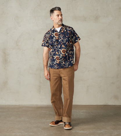 Dean Double Pocket Camp - Japanese Poplin - Navy Aloha
