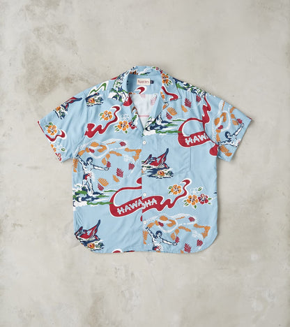 Freenote Cloth Hawaiian Camp - Hoffman Rayon Poplin - Clear Blue Aloha