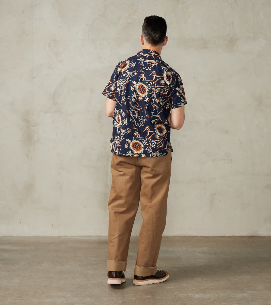Dean Double Pocket Camp - Japanese Poplin - Navy Aloha