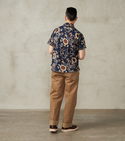 Dean Double Pocket Camp - Japanese Poplin - Navy Aloha