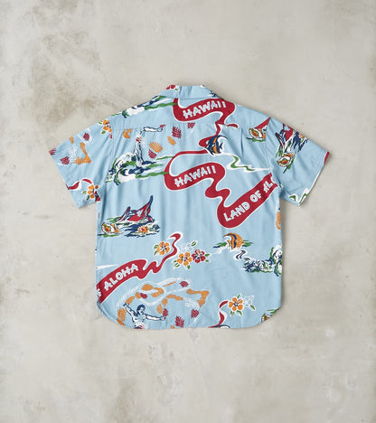 Hawaiian Camp - Hoffman Rayon Poplin - Clear Blue Aloha