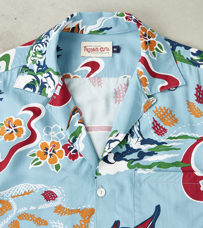 Hawaiian Camp - Hoffman Rayon Poplin - Clear Blue Aloha