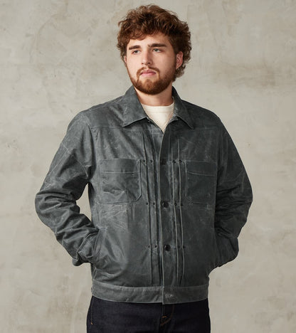 Freenote Cloth Riders Jacket - 10oz Martexin Waxed Army Duck - Charcoa…