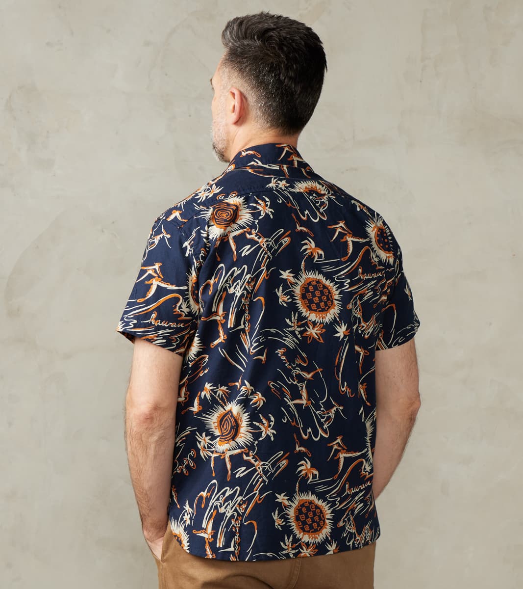 Dean Double Pocket Camp - Japanese Poplin - Navy Aloha