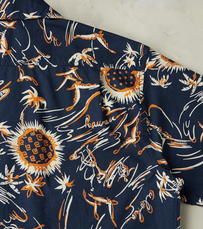 Dean Double Pocket Camp - Japanese Poplin - Navy Aloha
