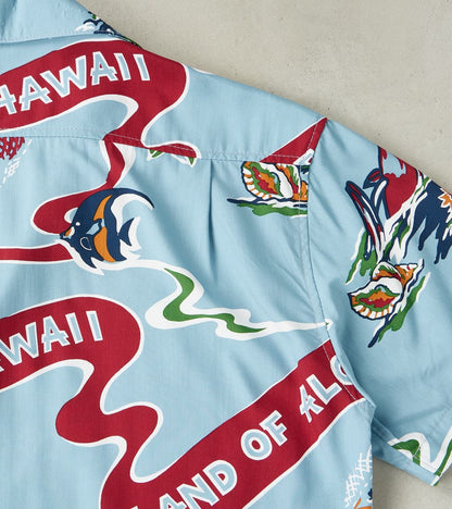 Hawaiian Camp - Hoffman Rayon Poplin - Clear Blue Aloha