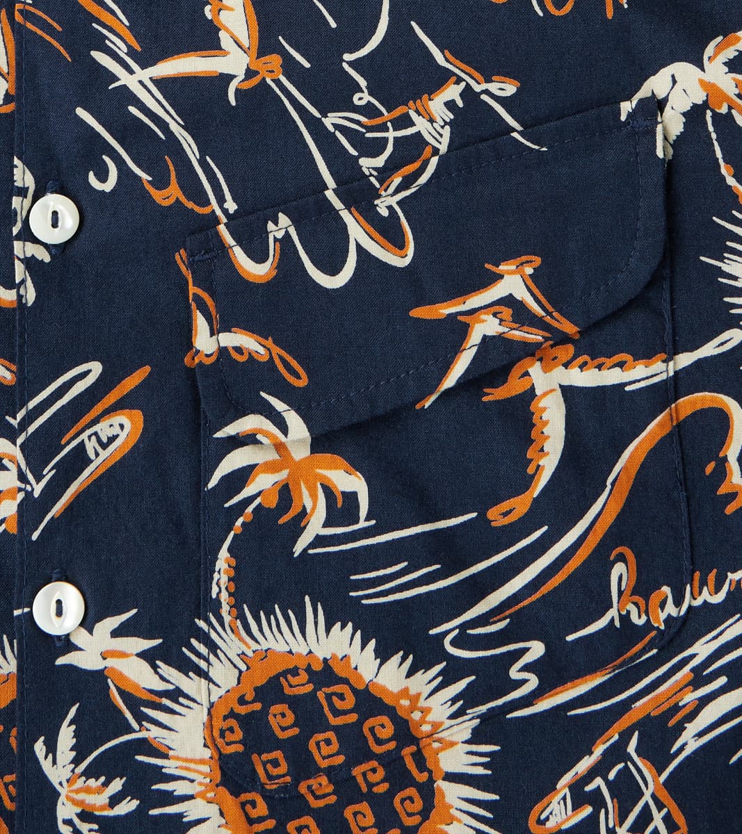 Dean Double Pocket Camp - Japanese Poplin - Navy Aloha
