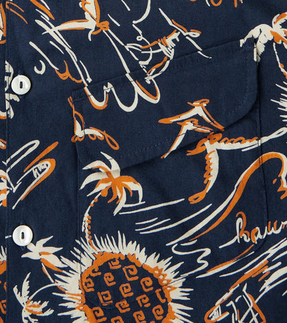 Dean Double Pocket Camp - Japanese Poplin - Navy Aloha