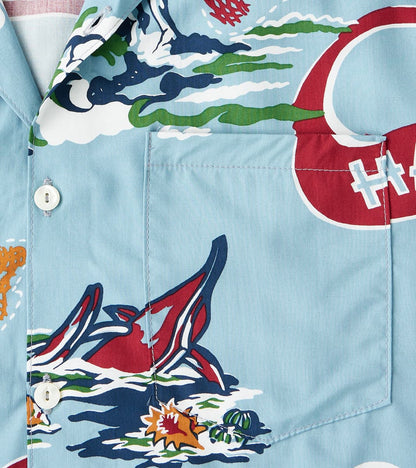 Hawaiian Camp - Hoffman Rayon Poplin - Clear Blue Aloha
