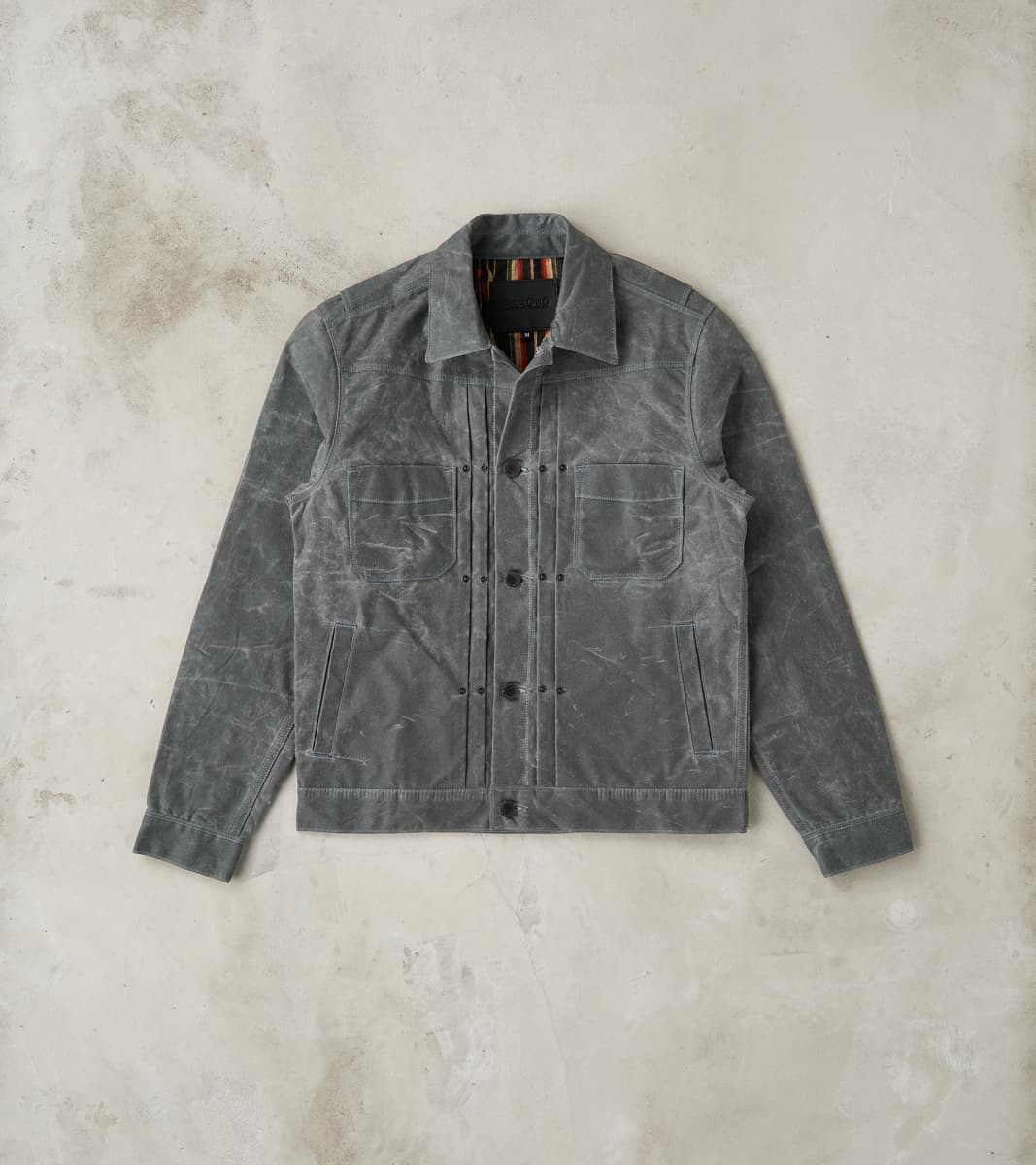 Freenote Cloth Riders Jacket - 10oz Martexin Waxed Army Duck - Charcoa…