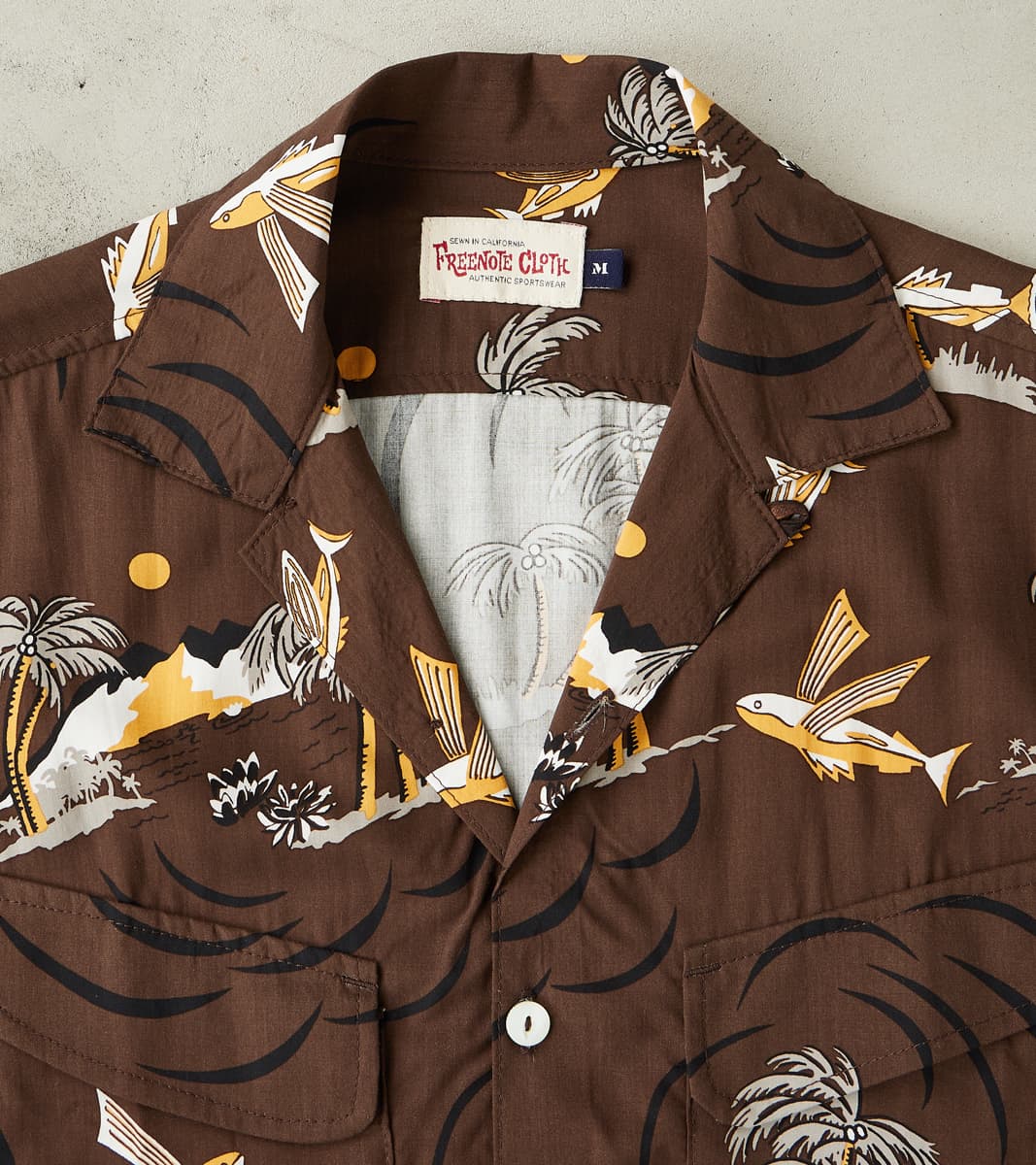Dean Double Pocket Camp - Hoffman Rayon Poplin - Brown Flying Fish