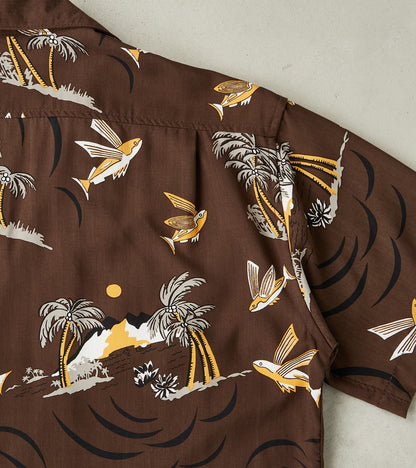 Dean Double Pocket Camp - Hoffman Rayon Poplin - Brown Flying Fish