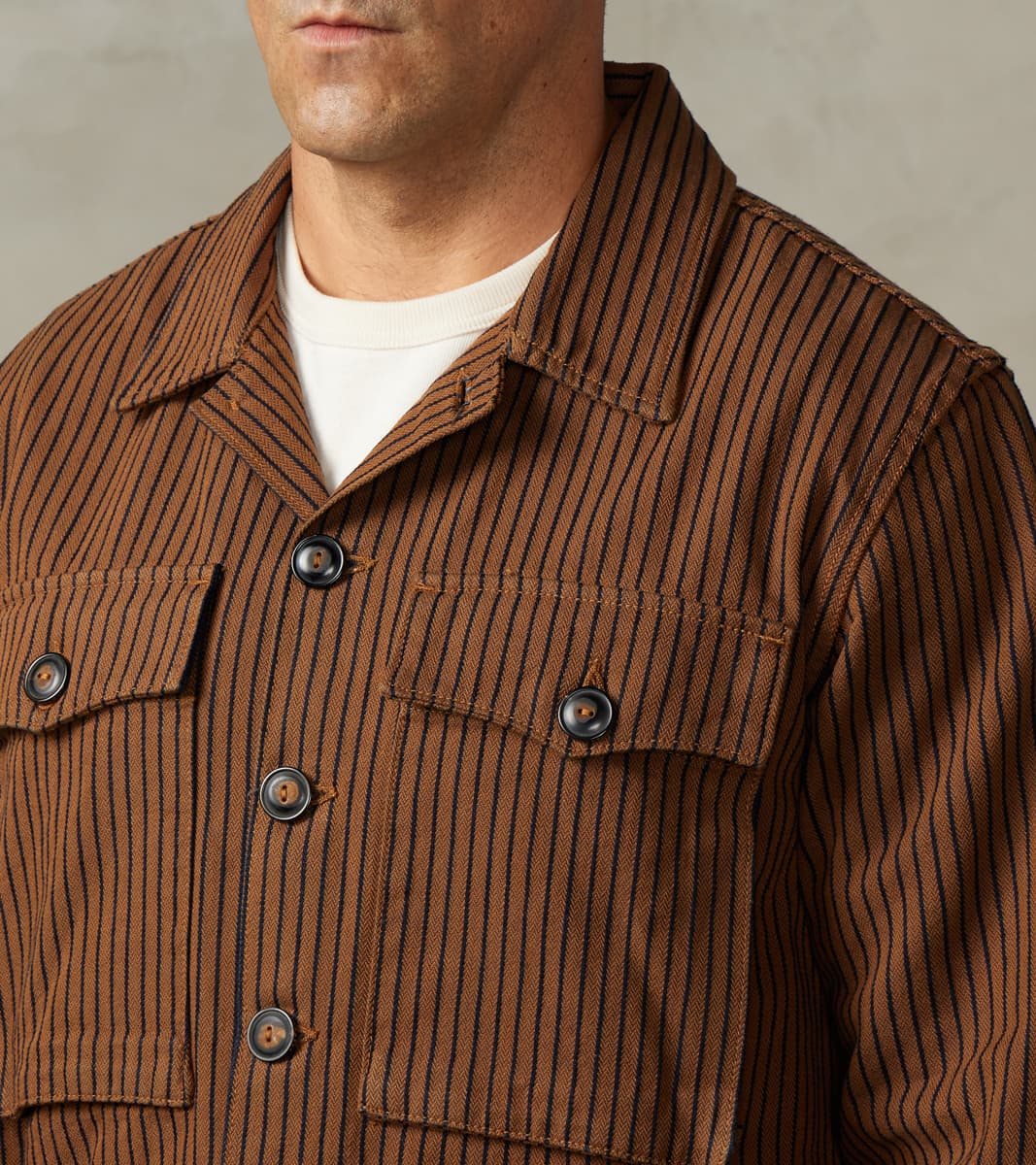 Midway - Japanese Herringbone Dobby - Brown & Indigo