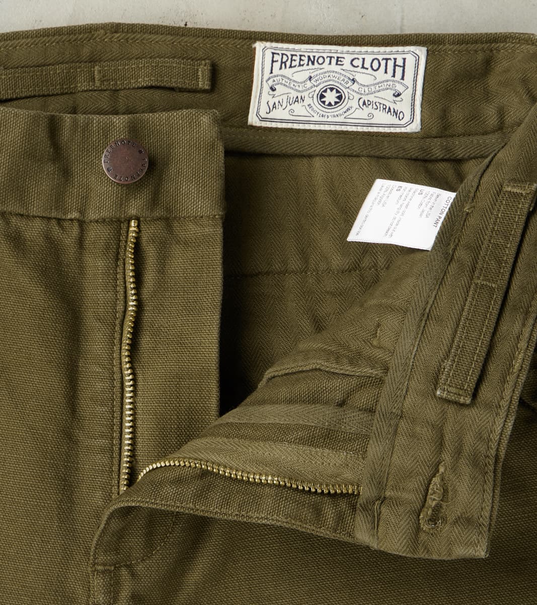 Workers Chino - 14oz Japanese Military Slub Canvas - Army Green