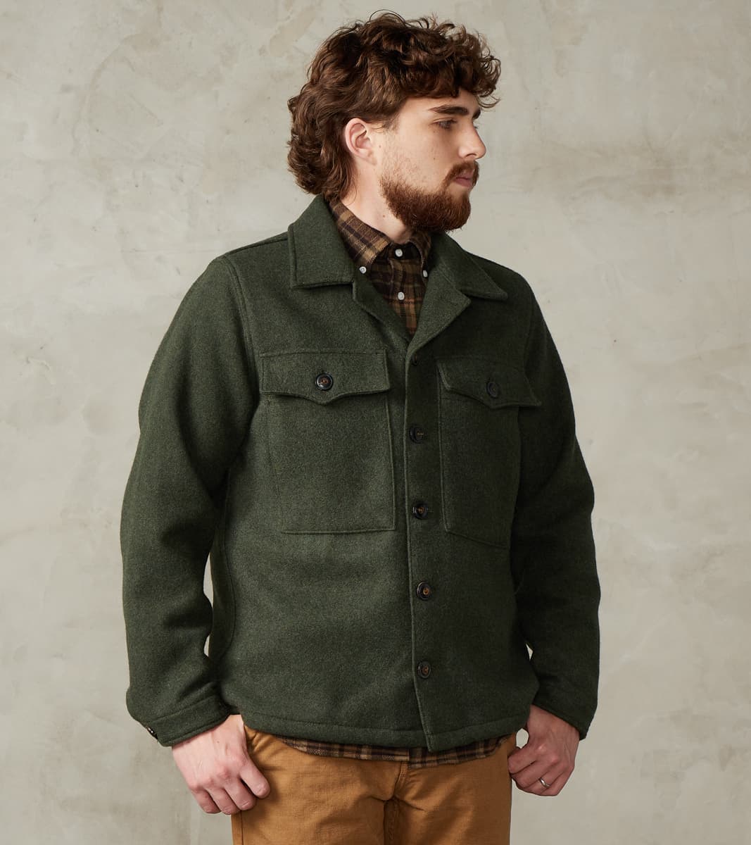 Freenote Cloth Midway - Japanese Melton Wool - Olive
