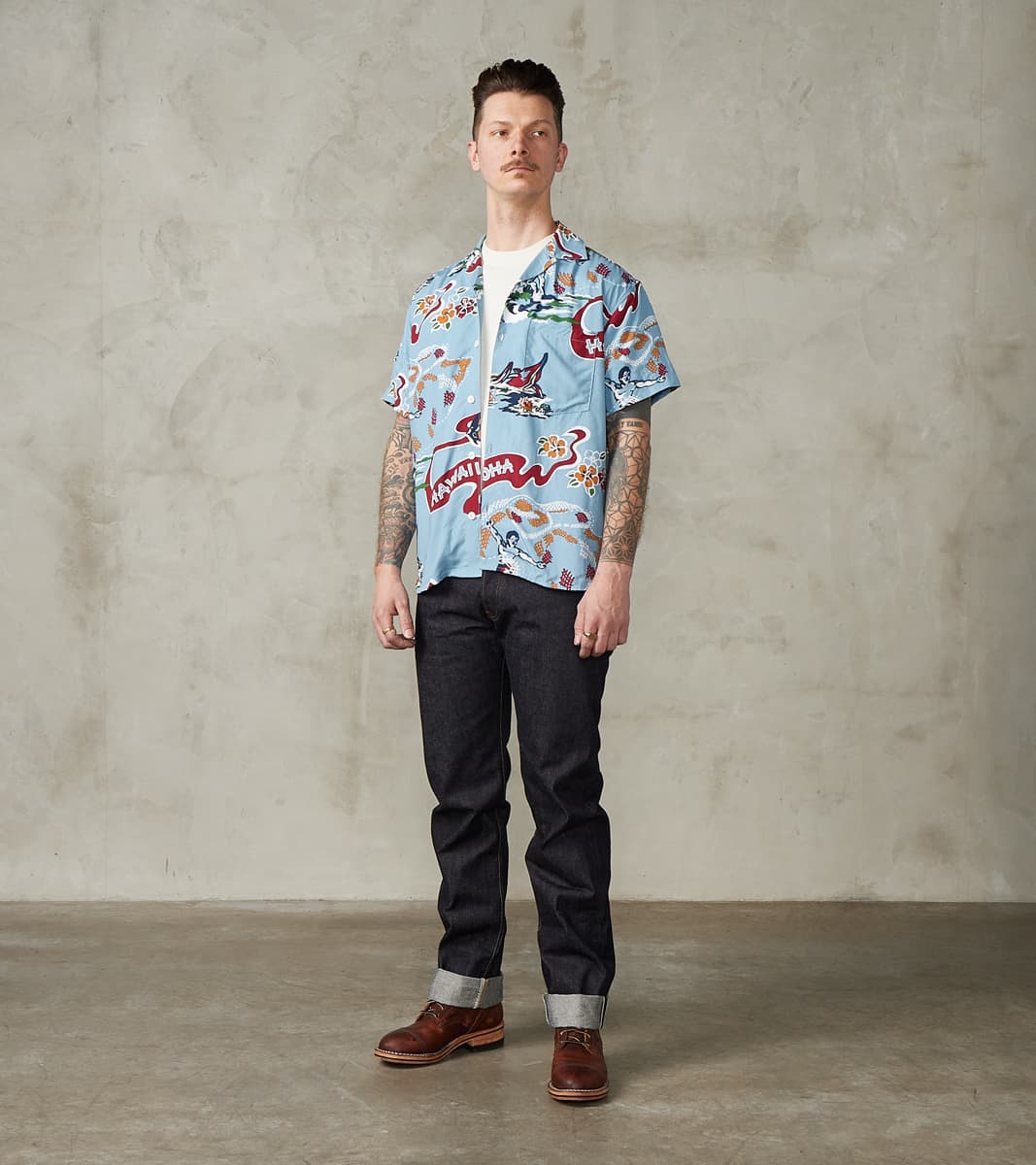 Hawaiian Camp - Hoffman Rayon Poplin - Clear Blue Aloha