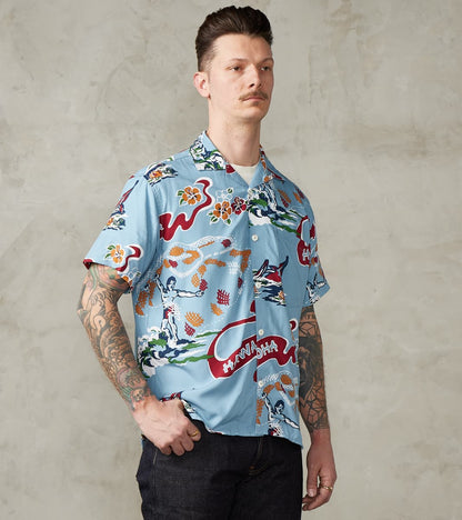 Freenote Cloth Hawaiian Camp - Hoffman Rayon Poplin - Clear Blue Aloha