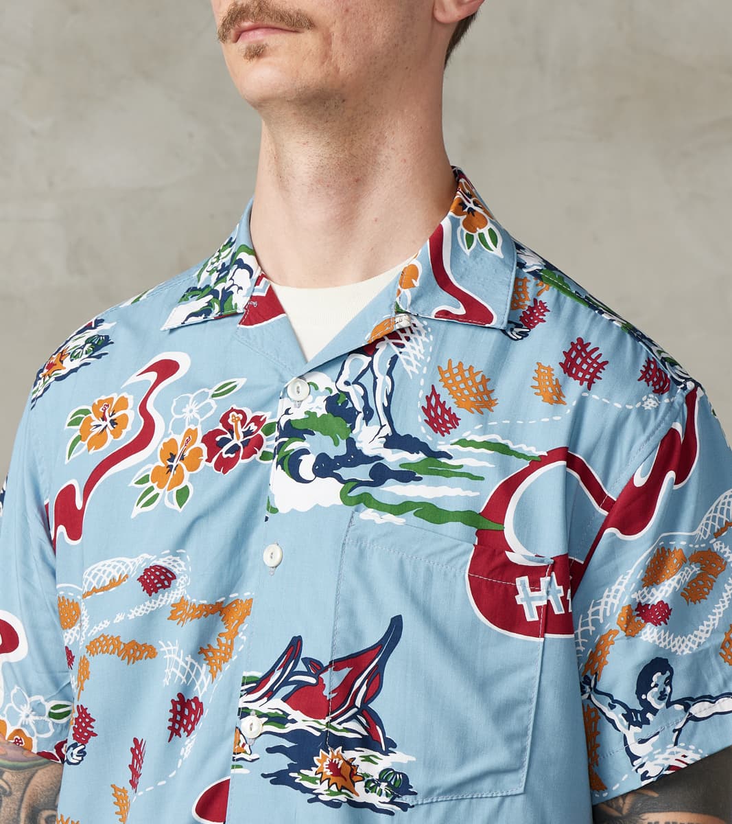 Hawaiian Camp - Hoffman Rayon Poplin - Clear Blue Aloha