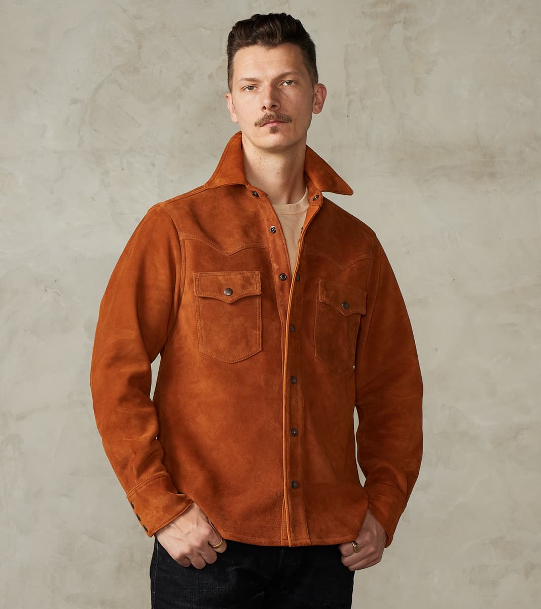 Freenote Cloth x Division Road Western Leather Scout - Italian Reversed Deerskin